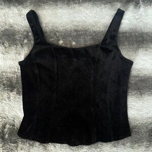Vintage Handmade Velvet Corset Top - Goth 80s 90s Black
